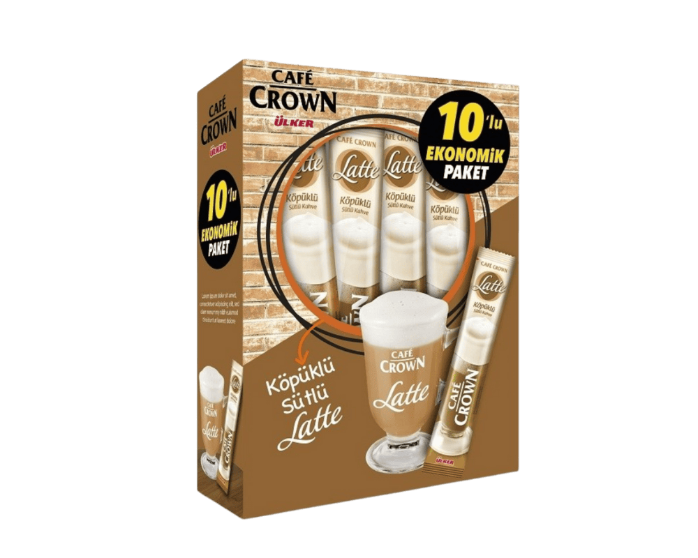 Instant-Café Latte – Ulker Café Crown (Packung mit 10 einzelnen Beuteln) Ülker Cafe Crown Latte – Instant-Café Latte (10 Beutel) – Bild 1
